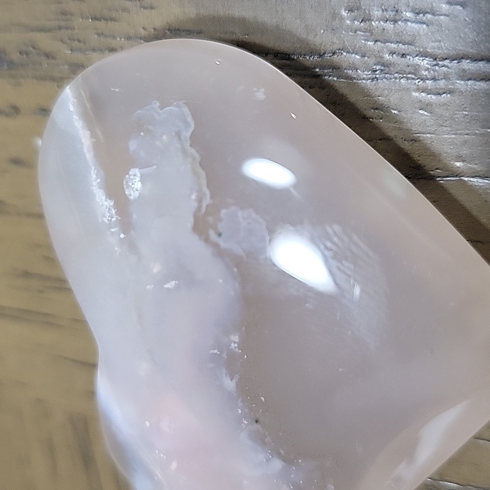 Polished Heart Stone - Flower Agate Crystal - Picture 4 of 7